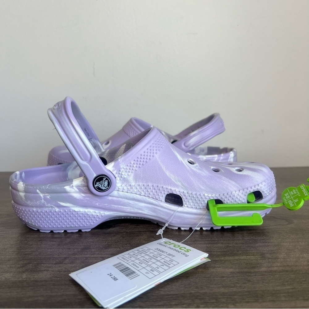 Crocs Unisex Classic Purple White Marbled Clog Size 6 or 8 #B1884 - Picture 5 of 9